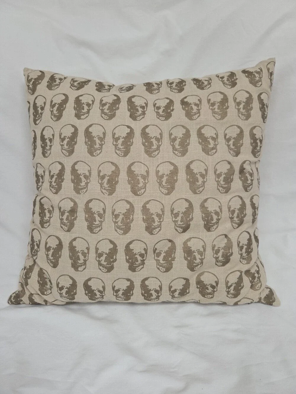 Magaschoni Home Gold and Cream Skull Print Pillow